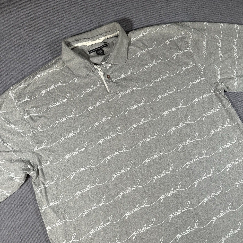Vintage Marithe Francois‎ Girbaud Shirt Mens 2XL Gray All Over Print Button Up *